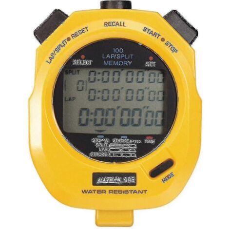 Chronomètre Ultrak 495-100 à double mémoire de temps intermédiaire - Jaune - DF