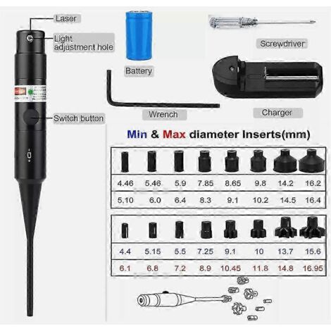 Kit de visée laser. Pointeur laser, collimateur, viseur universel, calibre .22 à 12GA. Pile incluse.