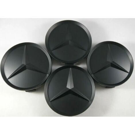 Enjoliveurs de roue en alliage Mercedes noir mat 75 mm, lot de 4 pièces