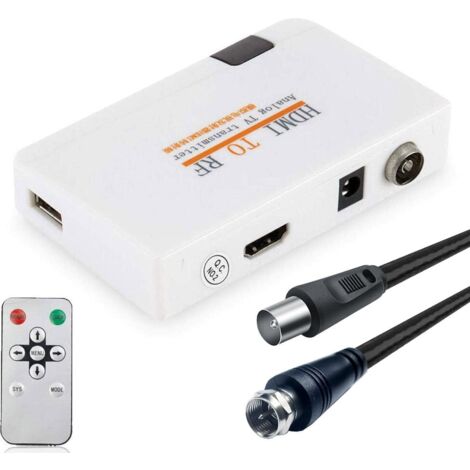 Convertisseur coaxial VHF avec modulateur RF HDMI et câble de type F mâle pour PS4, PS5, Xbox, Nintendo Switch, magnétoscope, lecteur DVD, Roku, Fire Stick, décodeur, entrée vidéo numérique HD vers so