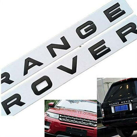 emblème de calandre avant « Range Rover » en fibre de carbone brillante, logo sur le capot et inscription sur le coffre.
