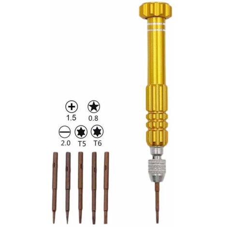 Mini tournevis, jeu de tournevis multifonctionnel 5 en 1 (plat et cruciforme), tournevis de précision professionnel pour lunettes, lunettes de soleil, montres (1/2)