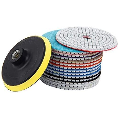 Kit de 15 disques de polissage diamantés 4 pouces (100 mm) pour polissage à sec ou humide du granit, de la pierre, du béton et du marbre.