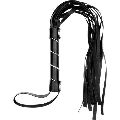 Fouet en cuir, fouet noir, fouet pour cheval, fouet d'entraînement quotidien, fouet de compétition équestre, fouet en cuir à pompon (noir) (1/4)