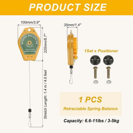 Équilibreur à ressort rétractable, outil à ressort de roulement 6,6-11 lb (3-5 kg) (1/3)
