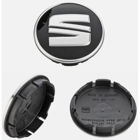 Enjoliveurs centraux de roue noirs/argentés, 54 mm, lot de 4, compatibles avec Arosa Ibiza, Leon, Altea, Exeo et Cordoba.