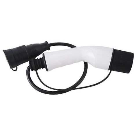 Adaptateur de charge pour véhicule électrique (VE) 16 A, type 2 mâle vers prise Schuko, compatible avec les bornes de recharge pour véhicules électriques et les voitures électriques (prise européenne)