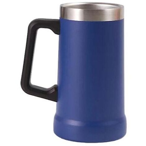 Mug isotherme 700 ml en acier inoxydable à double paroi isolante, idéal pour les boissons chaudes et froides. Grande poignée, incassable, bleu.