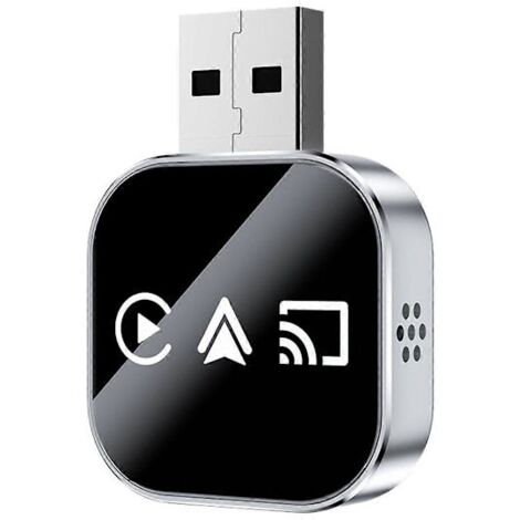 Adaptateur Carplay sans fil 3-en-1 Smart Mirror Link pour Carplay et Android Auto (clé USB, conversion filaire vers sans fil, argent/noir)