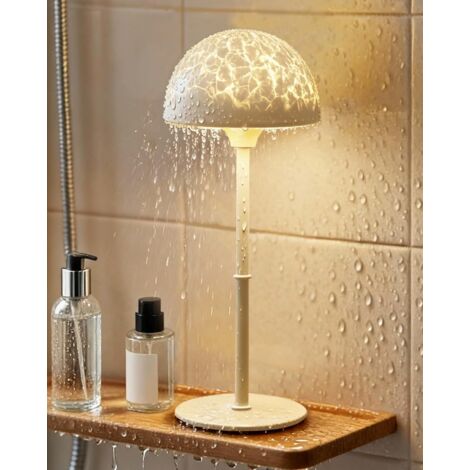 Lampe de douche étanche pour salle de bain avec projecteur d'ondes océaniques à 7 couleurs – Éclairage sans fil rechargeable avec commandes tactiles et télécommande, idéal pour l'intérieur de la douch (1/4)