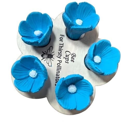 Abreuvoir pour abeilles, distributeur d'eau bleu à motif floral, mangeoire à insectes, décoration de jardin extérieur (1/5)