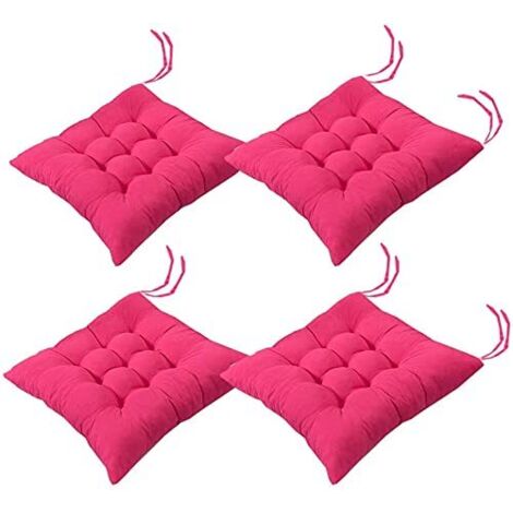 Lot de 4 coussins de chaise moelleux, avec rubans, pour salle à manger, jardin, terrasse ou cuisine (40 x 40 cm)B