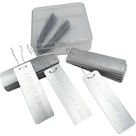 100 étiquettes métalliques double face inscriptibles pour jardinage extérieur, en aluminium haute durabilité, pour l'identification des plantes et des arbres. (1/3)