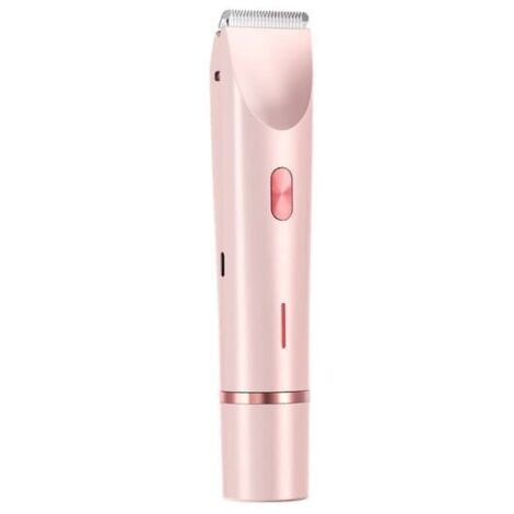 Tondeuse bikini électrique 2 en 1 pour femmes, étanche, épilation des jambes, bras, aisselles et visage, rose, double tête, connecteur Type-C rose (1/5)