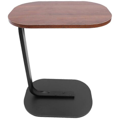 Table d'appoint en forme de C, table basse autoportante, noyer et noir (1/5)
