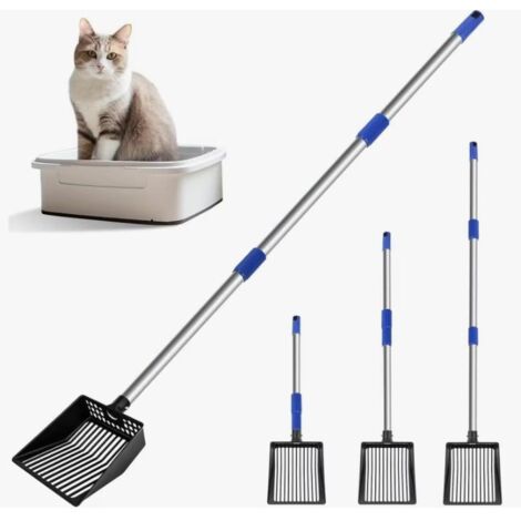Bac à litière extensible pour chat, tamis à litière avec long manche, sans support, bleu. (1/5)