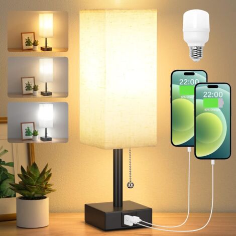 Lampe de table 3000/4000/5000 K avec ports USB-C et USB-A