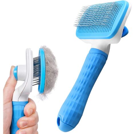 Peigne de toilettage avec embout à bouton pour chats et chiens, couteau de massage Clean and Tangled, bleu (1/5)