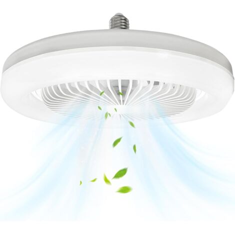 Ventilateur de plafond fermé avec lumière, mini ventilateur de plafond LED 30 W, ampoule E27, 3 vitesses de ventilation réglables, 3 couleurs (1/5)