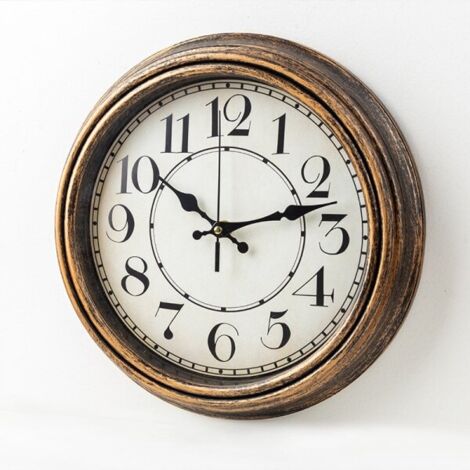 Horloge murale rétro de 30 cm, ronde et décorative vintage