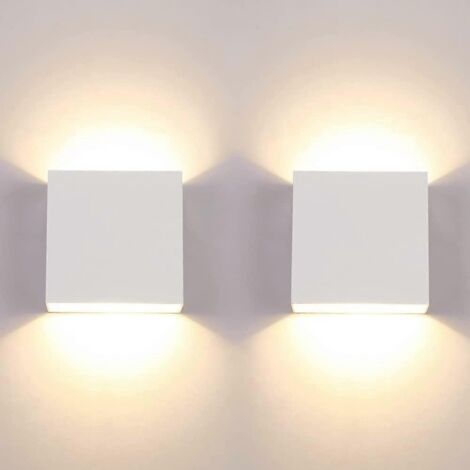 Lot de 2 appliques murales LED 7 W étanches, blanc chaud moderne 3000 K, petite lampe carrée pour chambre ou couloir. (1/5)