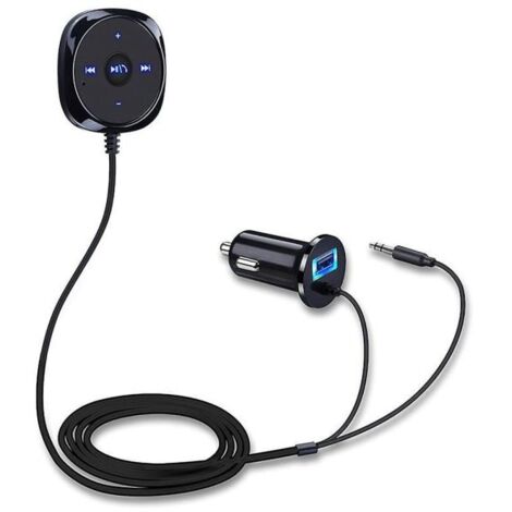 Adaptateur Bluetooth auxiliaire pour voiture avec isolateur de boucle de masse pour appels mains libres et streaming musical, récepteur Bluetooth sans fil double port.