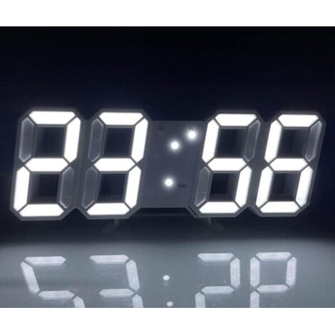 Horloge murale numérique LED avec mode nuit lumineux, horloge de table électronique réglable, décoration pour salon, horloge LED blanche (1/4)