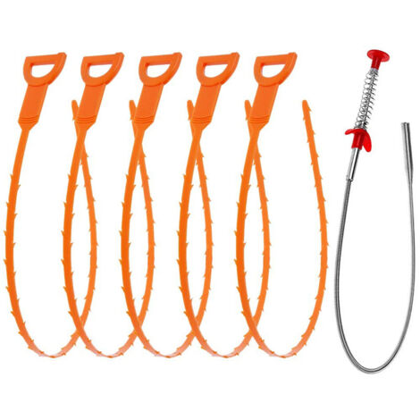 LYERCW - Déboucheur de canalisation de 35,5 pouces (1 pièce), extracteur de cheveux de canalisation de 25 pouces (6 pièces) (1/5)