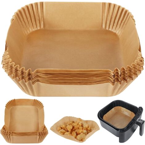 LYERCW - Papier sulfurisé pour friteuse à air chaud, 50 feuilles carrées jetables, résistant aux graisses, compatible avec les friteuses COSORI, Ninja et Tower Cosori (non blanchi). (1/3)