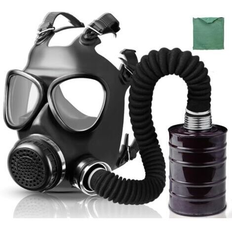 Masque de respirateur à gaz avec filtre de carbone actif de 40mm et tuyau d'alimentation d'air, Masques à gaz de survie nucléaire et chimique de qualité militaire, Masque de respirateur (1/5)