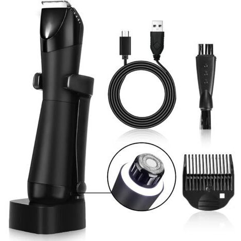 Tondeuse corps homme 2 en 1 – IPX7 étanche – Lames céramique anti-coupure – Sabot réglable – Temps d'utilisation 90 min (1/5)