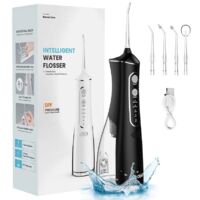 Hydroxyprothésiste dentaire professionnel, nettoyage dentaire, avec 4 embouts, 4 modes, étanche IPX7, noir