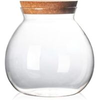 Bocau rond en verre transparent avec bouchon en liège pour thé, bocal de rangement pour la cuisine