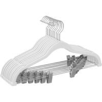 LYERCW - Lot de 10 cintres en velours avec pinces réglables, 42,5 cm de long, antidérapants, gain de place, pour jupes, manteaux et robes