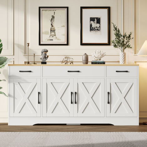 Buffet blanc moderne en bois,meuble multifonction pour salon et salle à manger,armoire déco élégante et pratique.