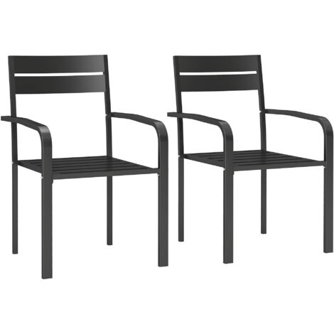 Ensemble de 2 Chaises de Jardin avec Accoudoirs , Aluminium Gris Foncé Empilable (1/5)