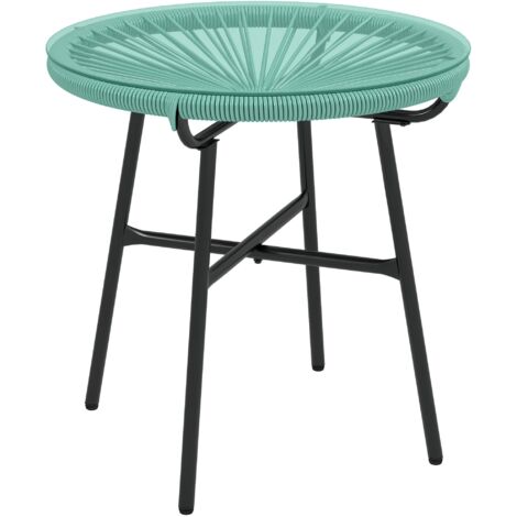 Table d'Appoint Rondo Élégante , Verre Trempé & Résine Rotin , Ø50 cm (1/5)