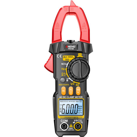Pince ampèremétrique numérique professionnelle 6000 points avec écran LCD, testeur de tension et de courant, testeur de diodes, de température, de fréquence (Hz) et de capacité (ohms). (1/5)