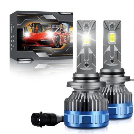 Ampoule LED 9006 pour phares de voiture, kit de conversion LED 60 W, 60 000 lm, 6 000 K, refroidissement rapide (12 000 tr/min), ultra-lumineuse, étanche, feux de croisement et de route, lot de 2. (1/5)