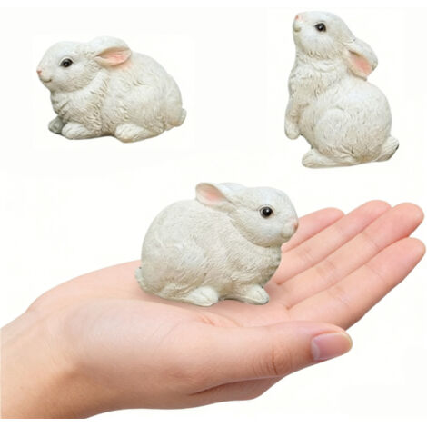 Lot de 3 figurines de lapins en résine pour Pâques, idéales pour décorer une table, une terrasse ou une maison au printemps. (1/5)