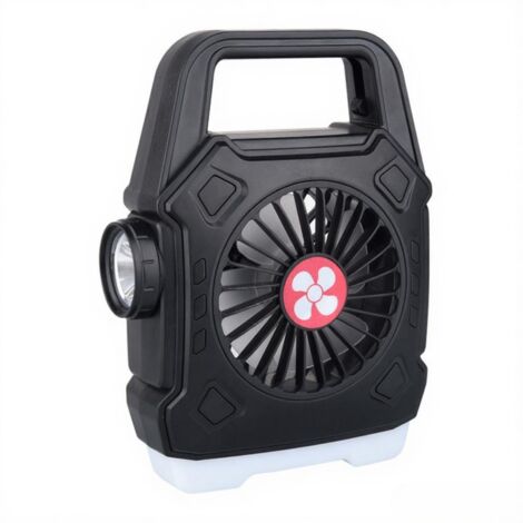 Ventilateur de camping multifonctionnel avec lampe torche rechargeable USB, idéal pour randonnée, pêche et activités extérieure (1/5)