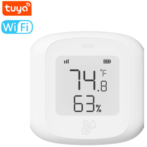Testeur de température et d'humidité Tuya WiFi avec affichage numérique, application mobile et contrôle à distance. Hygrothermographe intelligent connecté. Appareil pour maison connectée. (1/5)