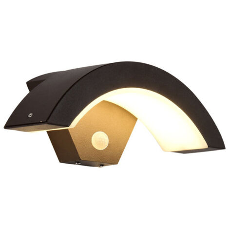 Applique murale extérieure à détecteur de mouvement 24 W, étanche IP65, en aluminium noir, idéale pour jardin, balcon ou entrée. Couleur, blanc chaud 3000 K. Vendue à l'unité. (1/5)