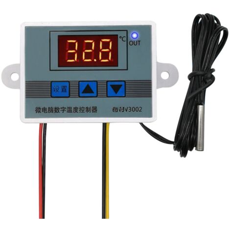 Contrôleur de température numérique XH-W3002 12 V/120 W -50110 °C avec affichage numérique intelligent, interrupteur de contrôle et sonde étanche 1 mètre. (1/5)