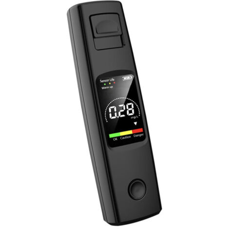 Mini éthylotest portable haute précision sans contact, rechargeable par USB, avec écran LCD numérique et fonction alarme. (1/5)