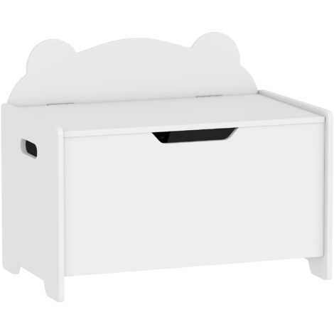 Coffre à jouets pour enfants avec couvercle pliable, coffre de rangement, forme d'ours, 60 x 38 x 48 cm, blanc (1/5)
