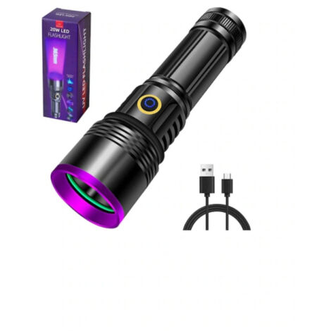Lampe torche UV violette professionnelle puissante 20 W 365 nm pour l'identification des animaux