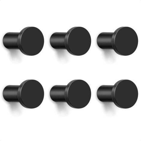 Crochets muraux minimalistes en métal noir GUWINA , Lot de 6 patères décoratives en aluminium pour entrée, salle de bain, cuisine, bureau (1/5)