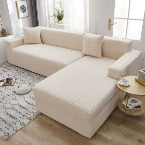 Housse de protection Lavable Suave pour canapé d'angle avec méridienne (gauche/droite) , Housse de canapé grise résistante