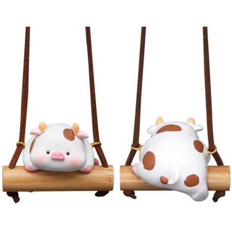 Décoration de rétroviseur en forme de vache pour femme et enfant, blanche (1/5)